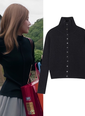 许我耀眼赵露思许妍同款黑色半高领修身显瘦女针织套头毛衣服穿搭