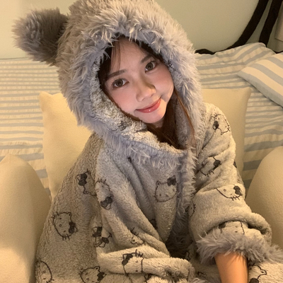 加厚版！hellokitty斗篷睡衣睡袍