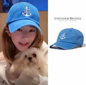 韩国原版 许我耀眼赵露思许妍同款 字母刺绣蓝色鸭舌帽棒球帽子女