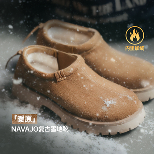 一脚蹬休闲鞋 马登复古雪地靴男款 加绒保暖厚底棉鞋 新款 子 2025冬季