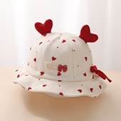 婴儿帽子秋季 宝宝渔夫帽可爱女孩遮阳帽春天超萌公主帽洋气保暖帽