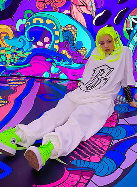 Bigmama原创矿课街头嘻哈dirty south说唱BiG B字母oversize T恤