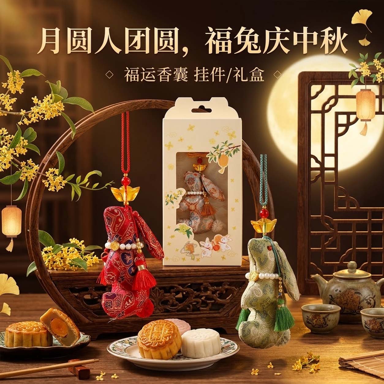 宋锦香囊兔子香包古风随身挂饰