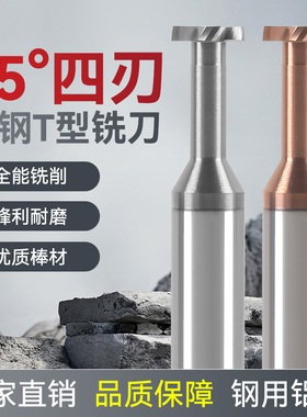 t型铣刀 钨钢铝用钢用高品质硬质合金55度4刃涂层侧铣凹槽cnc刀具