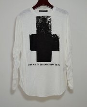 暗黑julius7 BBS 中长款褶皱袖圆领长袖T恤