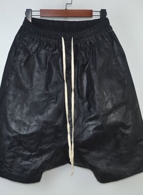 暗黑rickRO蜡裤五分裤哈伦裤垮裤吊裆裤男宽松型短裤