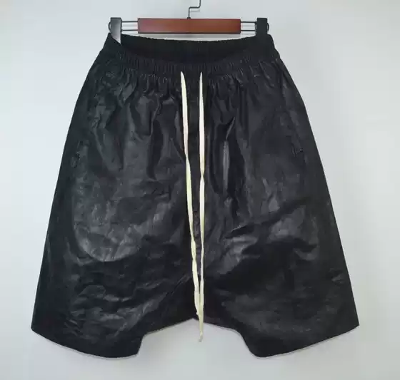 Dark Rickro Wax Pants, Five-Point Pants, Harem Pants, Baggy Pants, Drop-Crotch Pants, Men's Loose-Fitting Shorts