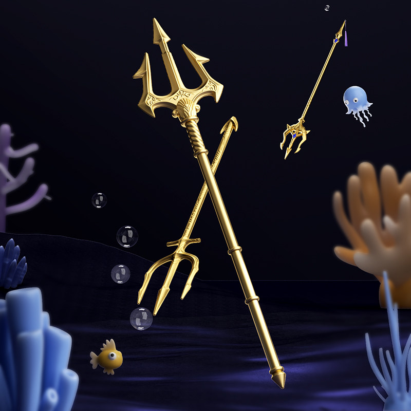 斗罗大陆武器海神三叉戟海王叉大号软胶兵器软胶安全儿童玩具模型