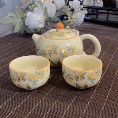 新款糖果色汝窑猫咪茶壶茶杯开片可养西施壶陶瓷功夫茶具托盘