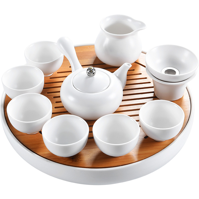 陶瓷定窑白色功夫侧把茶具套装