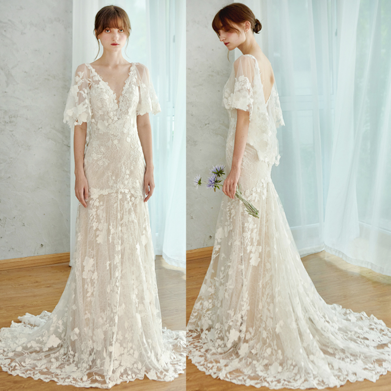 小众蕾丝鱼尾显瘦气质款草坪纱