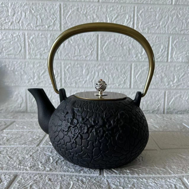 梅花铁壶日本铁壶手工进口生铁壶烧水提梁壶南部老铁壶围炉煮茶器