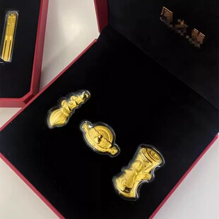 马年黄金999含金文房四宝金榜题名摆件金章工艺品银行新年随手礼