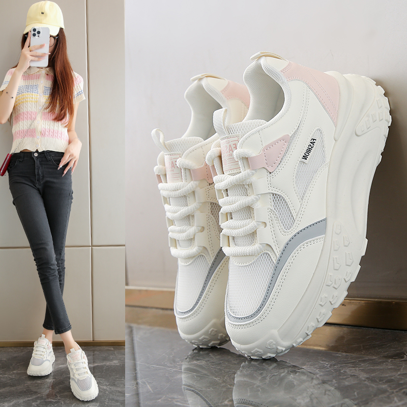 厚底小白鞋女2025新款夏季网面
