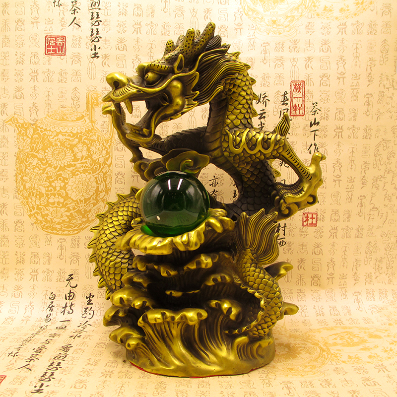纯铜摆件盘龙柱风水工艺品