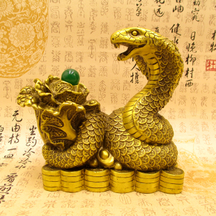 纯铜眼镜蛇摆件大号金蛇十二生肖铜蛇工艺品家居客厅风水装饰摆设