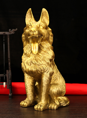 铜狗摆件大号坐狼狗金钱狗看门狗十二生肖狗铜摆件家居客厅装饰品