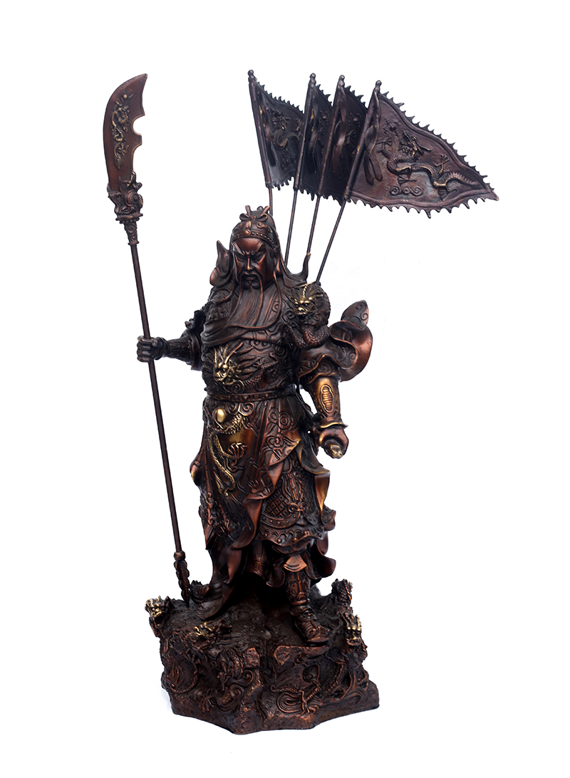 纯铜九龙关公摆件背旗踏龙武圣关羽铜佛像招财镇宅武财神开业礼品