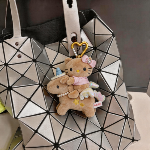 日本官方正品正版hellokitty独角兽黑皮kt猫毛绒包挂件公仔钥匙扣