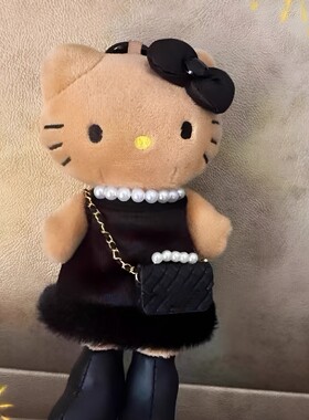日本官方正品正版旗舰包包挂件NIC黑皮长腿kitty书包挂饰公仔玩偶