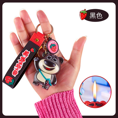 新款WB-880卡通草莓熊充气明火打火机钥匙扣挂件配饰火机