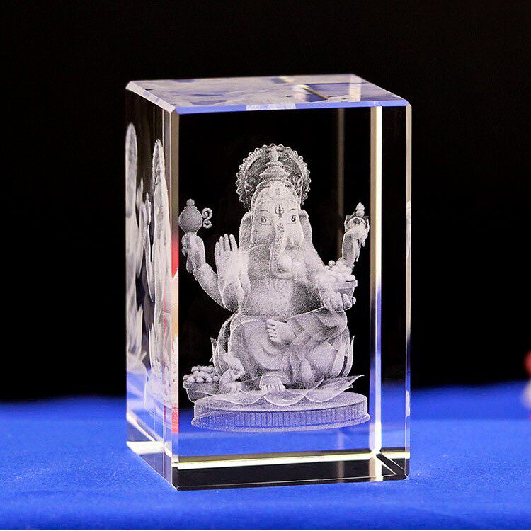 泰国3d内雕工艺品水晶佛像摆件印度旅游纪念品象佛禅意