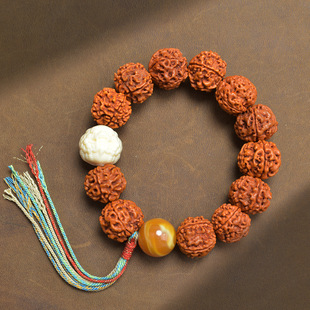 老树王收藏级纯血小金刚菩提子单圈手串原籽爆肉双龙纹冷门文玩男