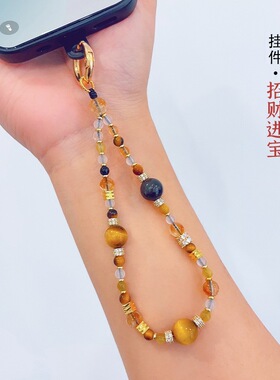 秋季新款招财手机挂件水晶串珠手机链时尚高级钥匙扣挂饰包包挂绳