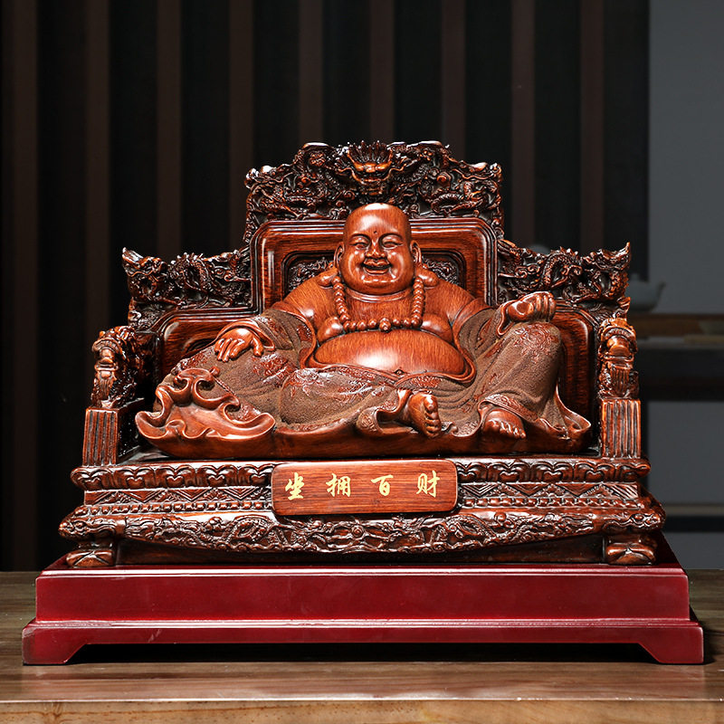 弥勒佛摆件大号客厅酒柜装饰品笑佛大肚佛树脂工艺品开业礼品