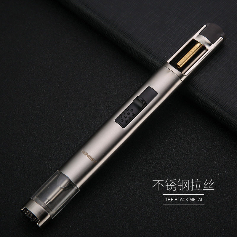 直冲蓝焰防风艾灸打火机烧烤雪茄烘焙笔式焊枪喷火枪百诚手杖1号