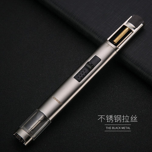 直冲蓝焰防风艾灸打火机烧烤雪茄烘焙笔式焊枪喷火枪百诚手杖1号