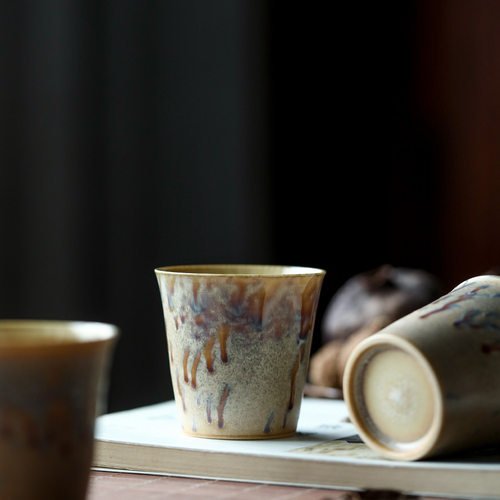 七彩贝母色景德镇窑变釉敦煌手工茶具套组精致小茶茶杯
