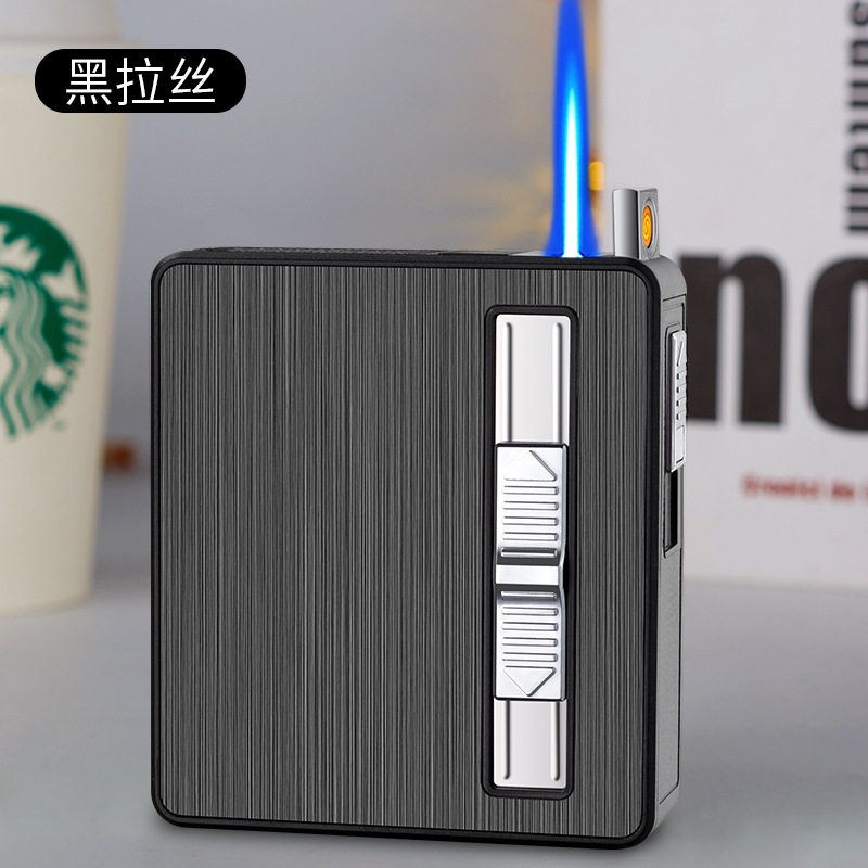 个性全自动弹烟烟盒气电混合一体点烟器防风抗压便携烟盒跨境