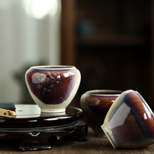 景德镇手工茶洗仿宋陶瓷手作建水渣斗水盂郎红茶洗茶道茶具配件