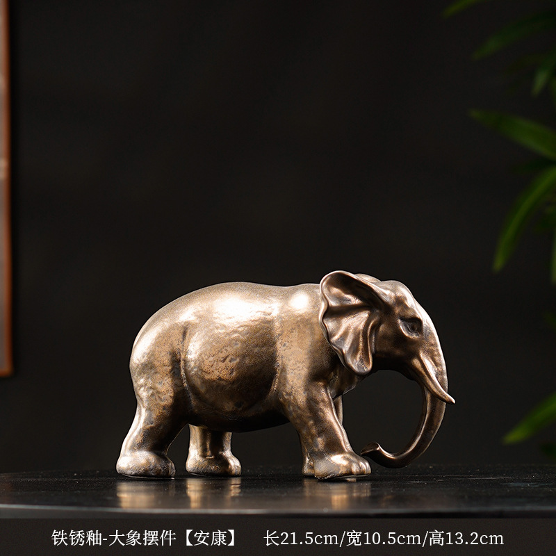 创意大象摆件一对工艺品乔迁开业礼品办公室桌客厅酒柜家居装饰品