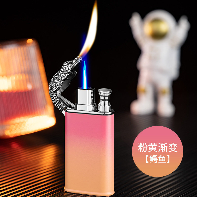 网红会发光打火机直冲明火切换双火点烟器流行夜光点火器礼品跨境
