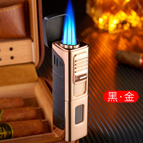 TH-608三火直冲防风充气打火机带透视气窗雪茄打火机外贸跨境