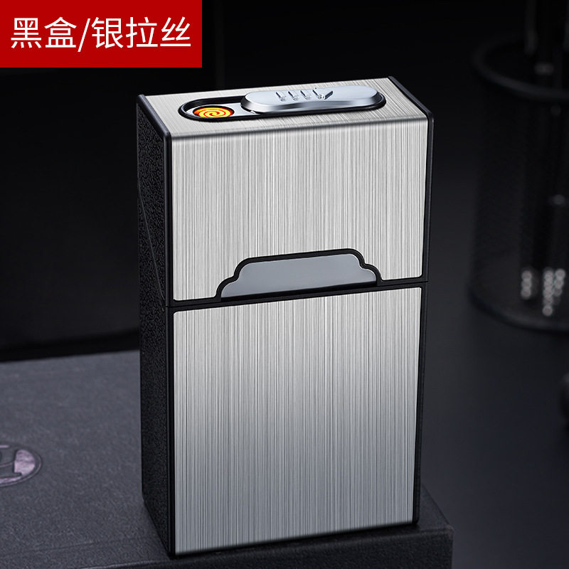 充电钨丝打火机烟火一体烟盒新品个性创意20支粗烟烟盒跨境