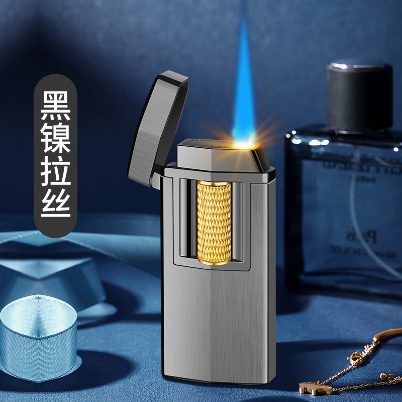 金属创意充电点火可视气仓直冲防风蓝焰充气打火机欧宝919