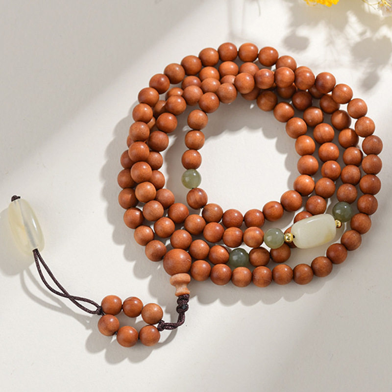 天然老山檀木蜜蜡和田玉多圈手串佛珠盘玩文玩手持手串新爆款