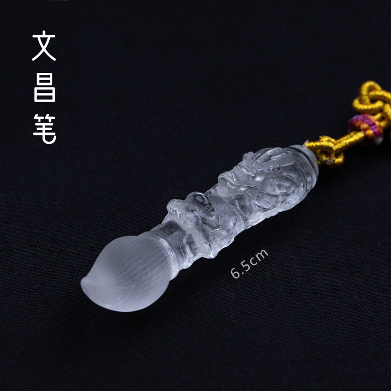 大有天然白水晶挂件精雕文昌笔塔水晶手机链手编文昌结手机挂件
