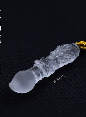 大有天然白水晶挂件精雕文昌笔塔水晶手机链手编文昌结手机挂件