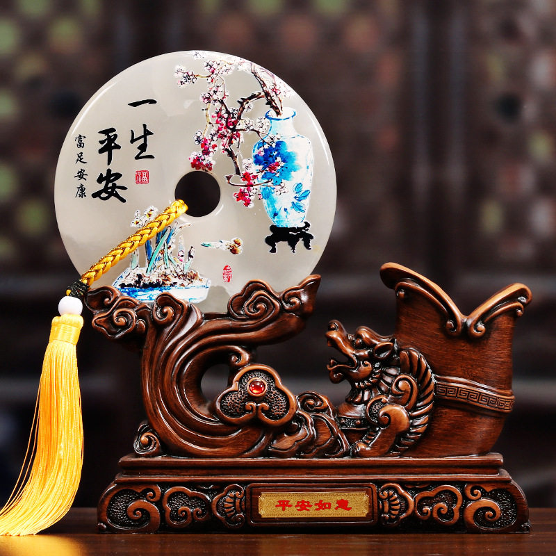 玉石平安扣摆件教师节礼物书房办公室笔筒装饰品厂价