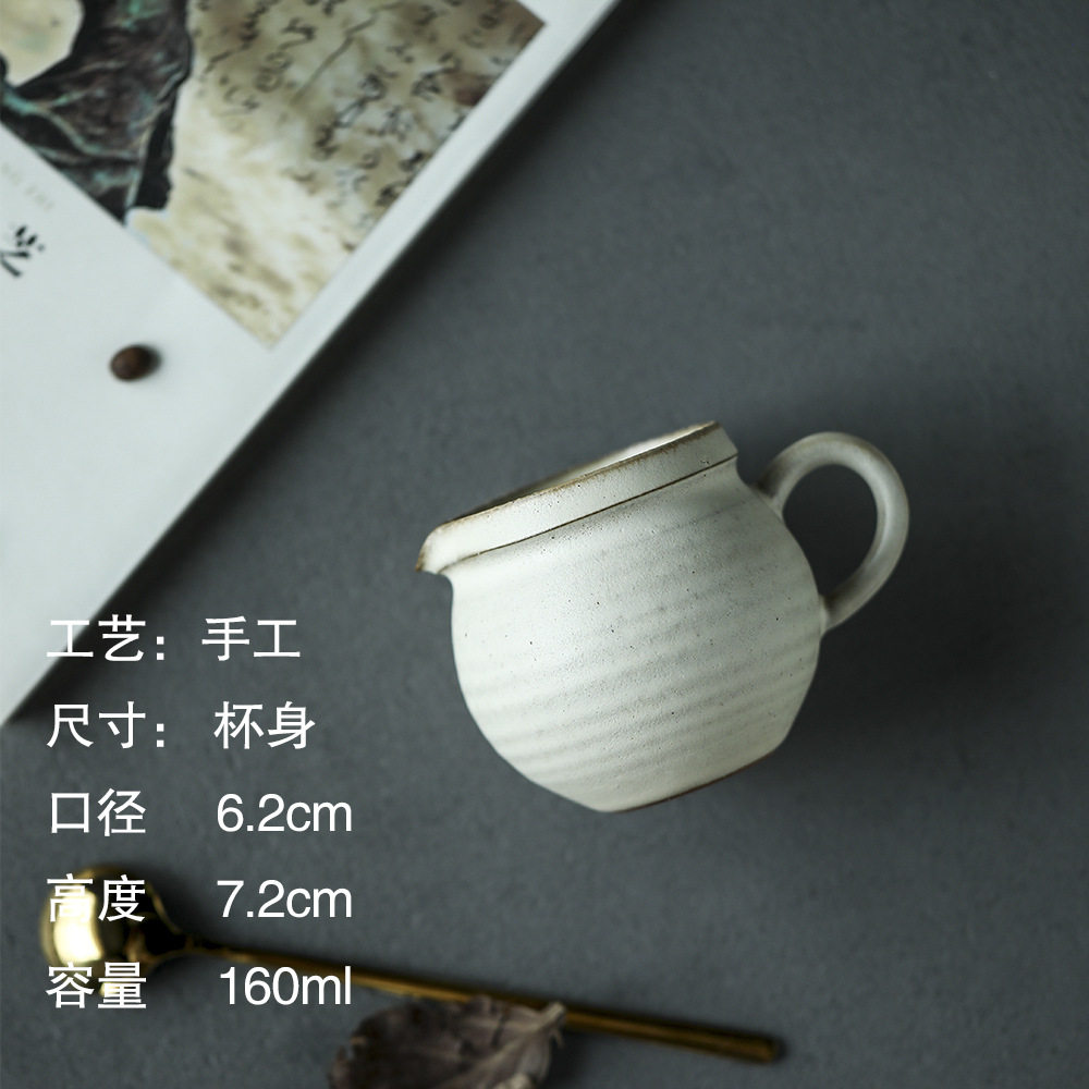 晴先生纯手作粉引茶壶柴烧壶日式复古手抓壶分享杯粗陶茶壶茶具
