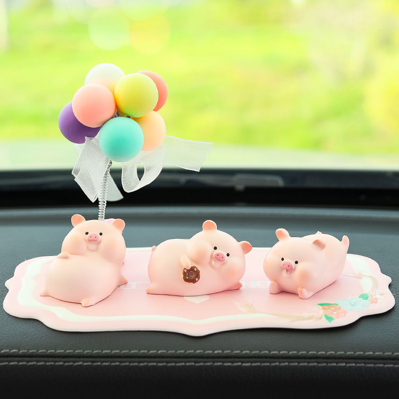 猪囡囡汽车摆件可爱卡通粉色小猪树脂摆件创意车内装饰用品大全女