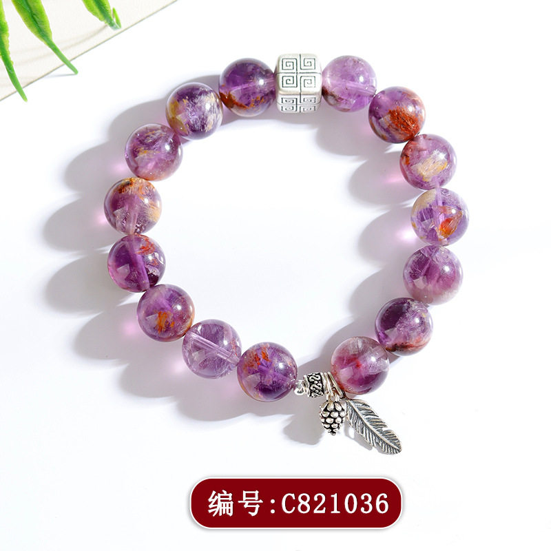 天然紫水晶紫幽灵手链S925银新中式时尚原创新款女士手链饰品