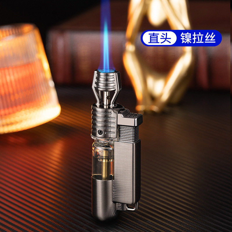 直头小喷枪透明气窗直冲打火机高品质小焊枪HB652