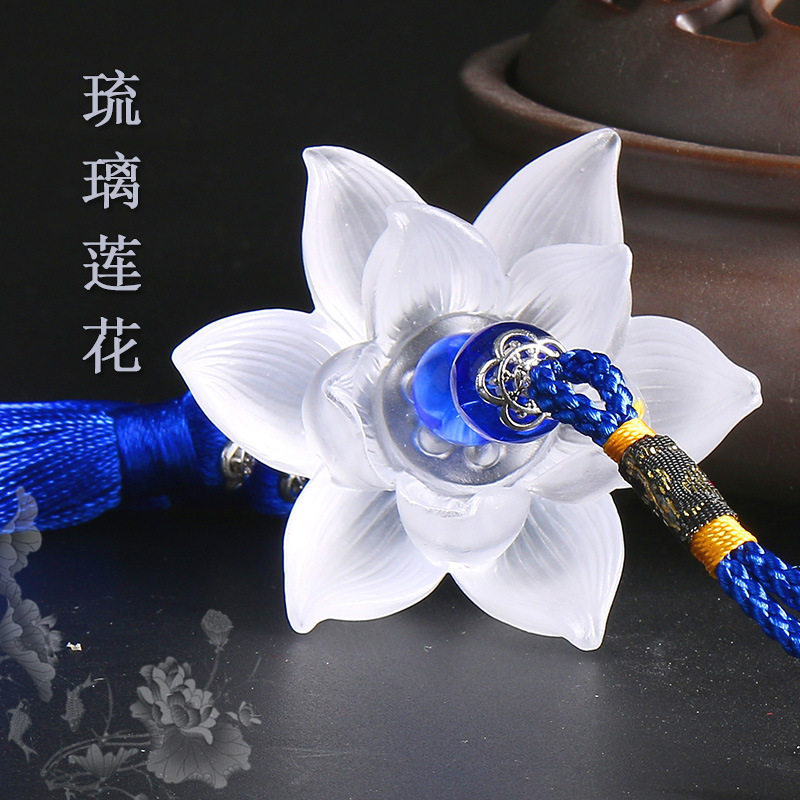 莲花挂件汽车饰品车载挂件古法琉璃立体荷花量大批