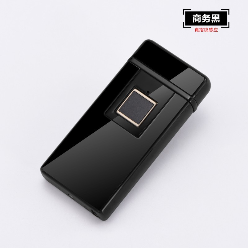 真指纹识别解锁点火充电打火机交叉双电弧礼品电子打火机