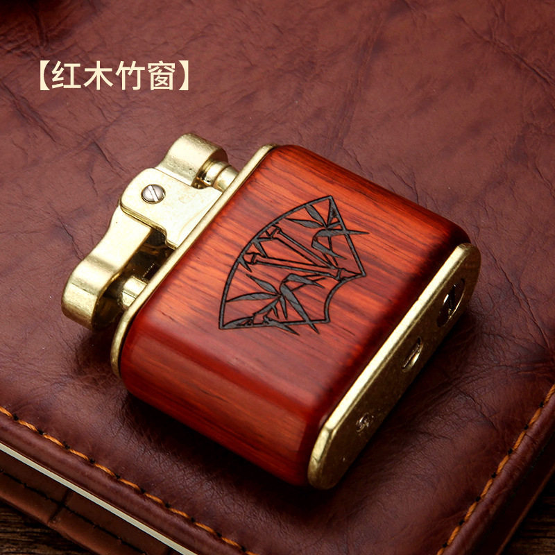 檀木复古煤油打火机怀旧老式个性男士打火机抖音网红同款百诚清悦